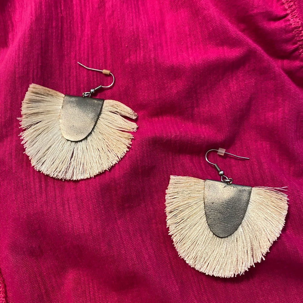 Noonday white fan earings